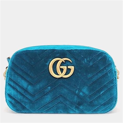 gucci blue velvet marmont bag|Gucci Marmont cross body bag.